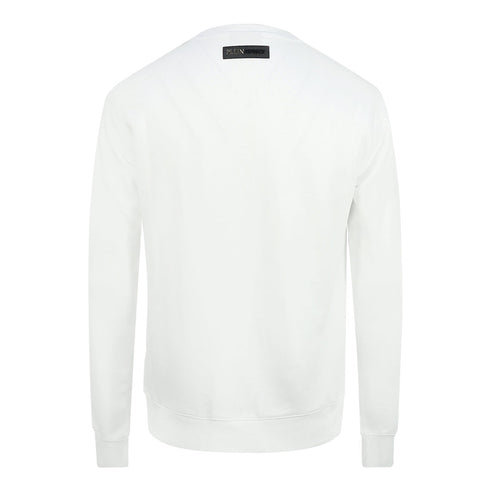Philipp Plein Sport Orange Bold Logo White Jumper